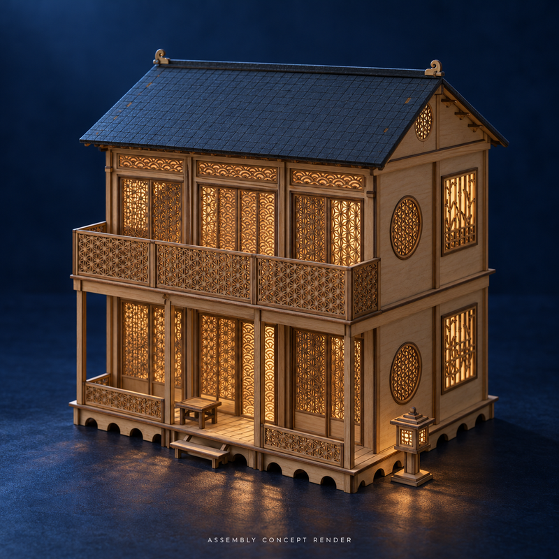 Komorebi House II: Two-Story Dollhouse SVG & DXF | Glowforge