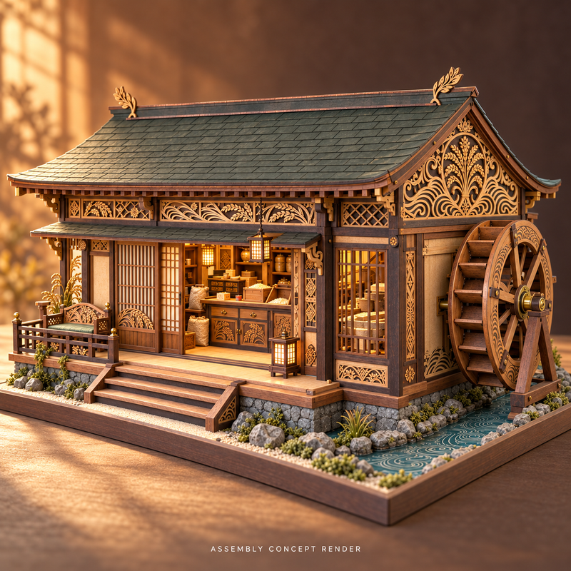 Komorebi Watermill & Rice Shop | 1:12 Prototype Laser Cut Files