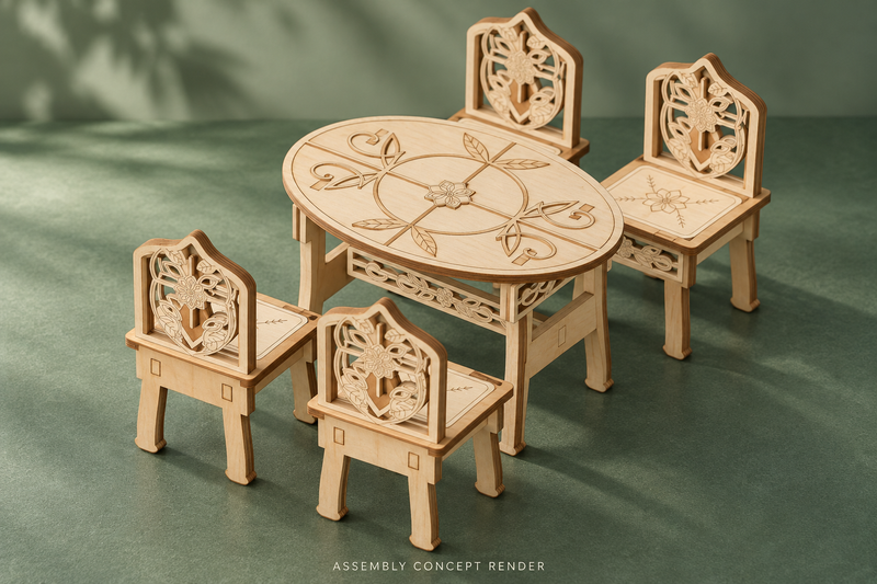 Victorian Tea Salon 1:12 Dollhouse Furniture Laser Cut SVG & DXF