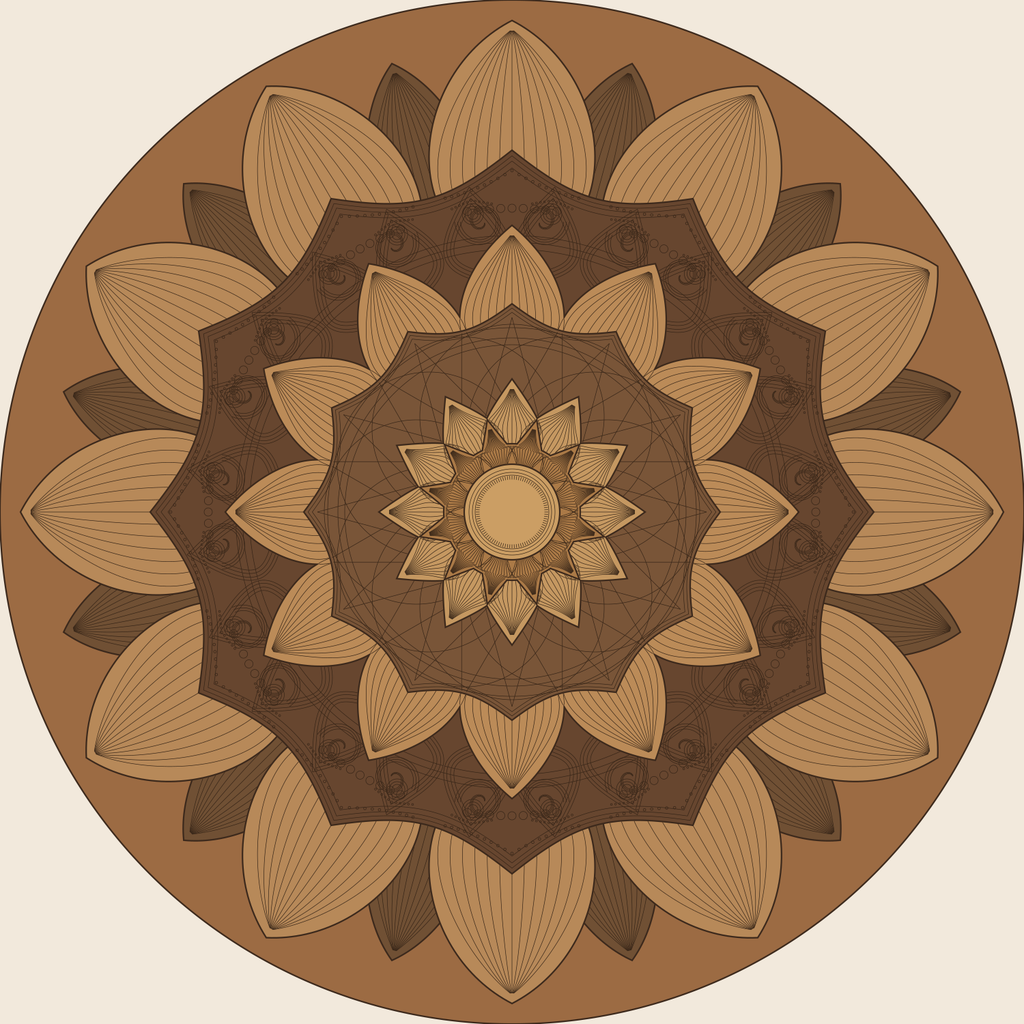Lotus Mandala Laser Cut Files | 9-Layer SVG & DXF, 300 mm