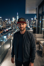 Carbon Fiber Gold Hat - Black Red Flat Print