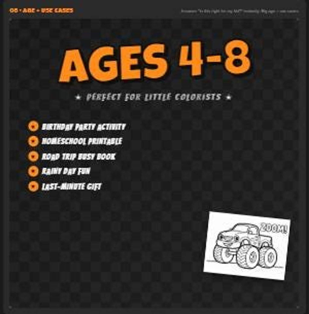 An informational graphic states ages four to eight with a list of activities.