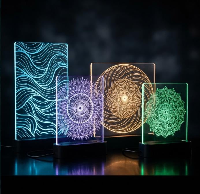 100 3D Illusion Laser Engraving Files, SVG DXF LightBurn Digital Bundle — image 4
