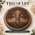 Tree of Life Laser Engraving PNG, Sacred Geometry Digital Artwork