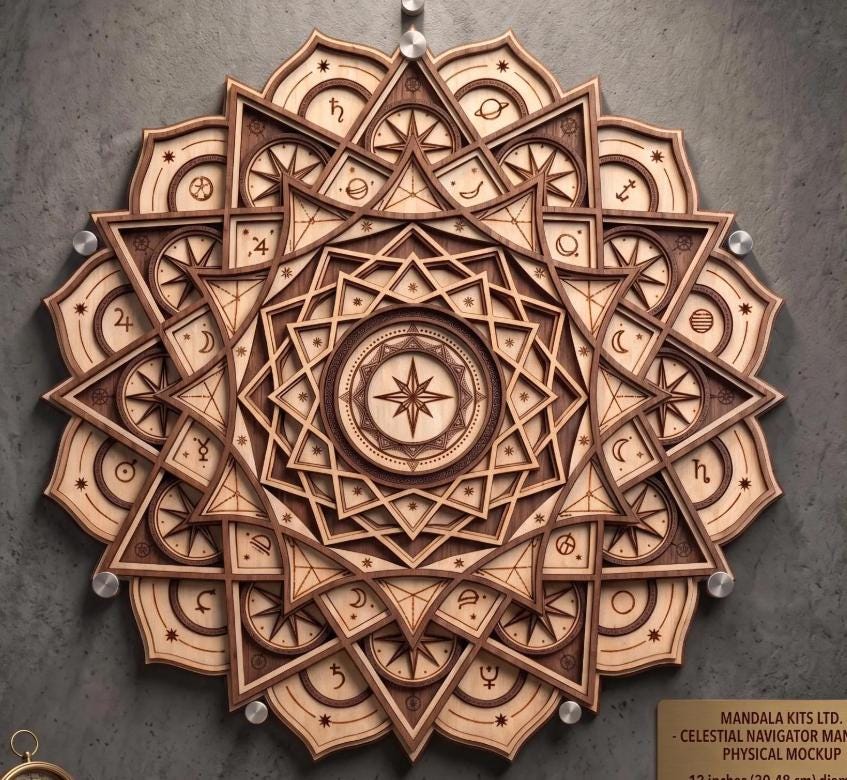 Celestial Compass Mandala SVG, Layered Laser Cut Files, Digital Download — image 5