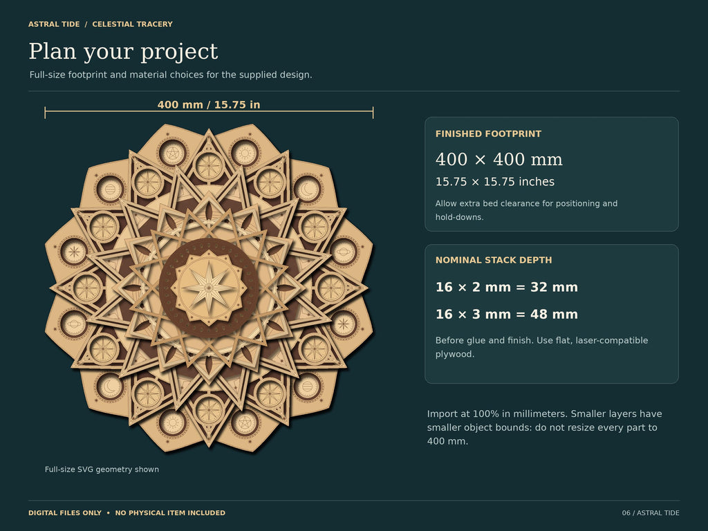Celestial Compass Mandala SVG, Layered Laser Cut Files, Digital Download — image 12