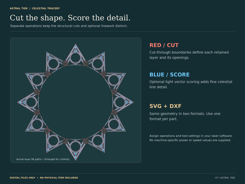 Celestial Compass Mandala SVG, Layered Laser Cut Files, Digital Download — image 13