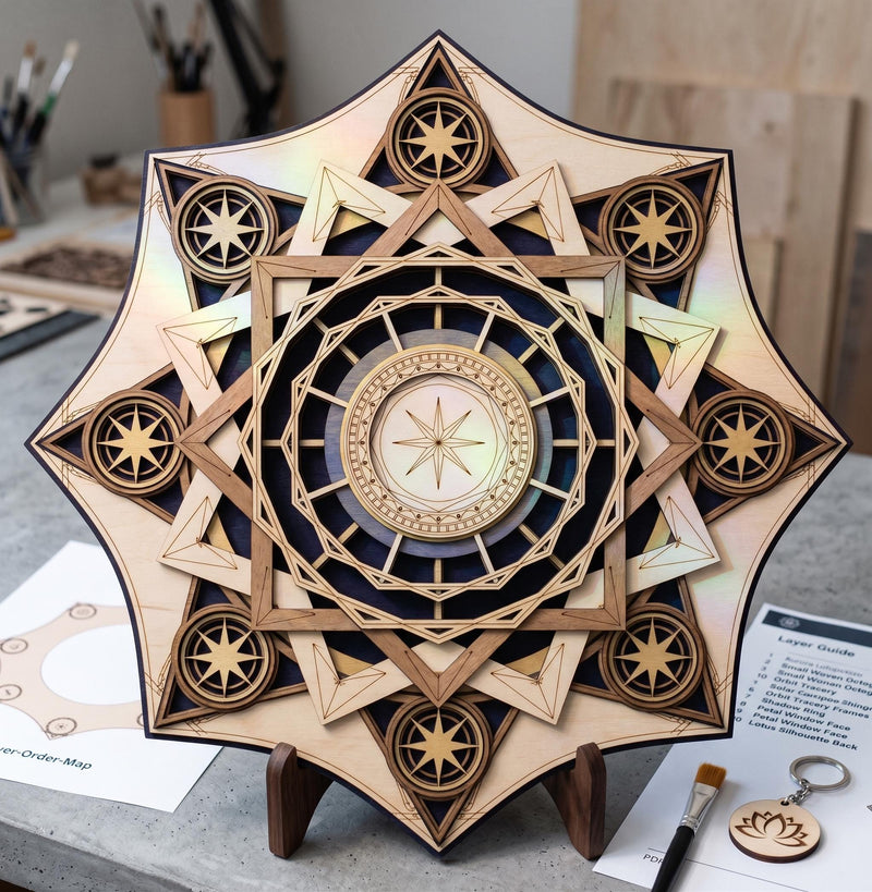 Aurora Lotus Mandala — 10-Layer SVG Laser Files