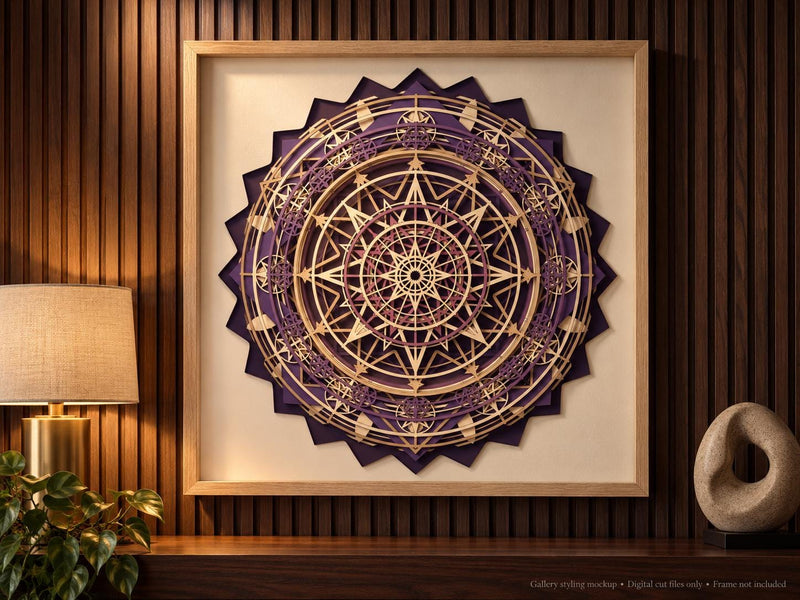 Celestial Compass Mandala — 10-Layer Laser Cut Files