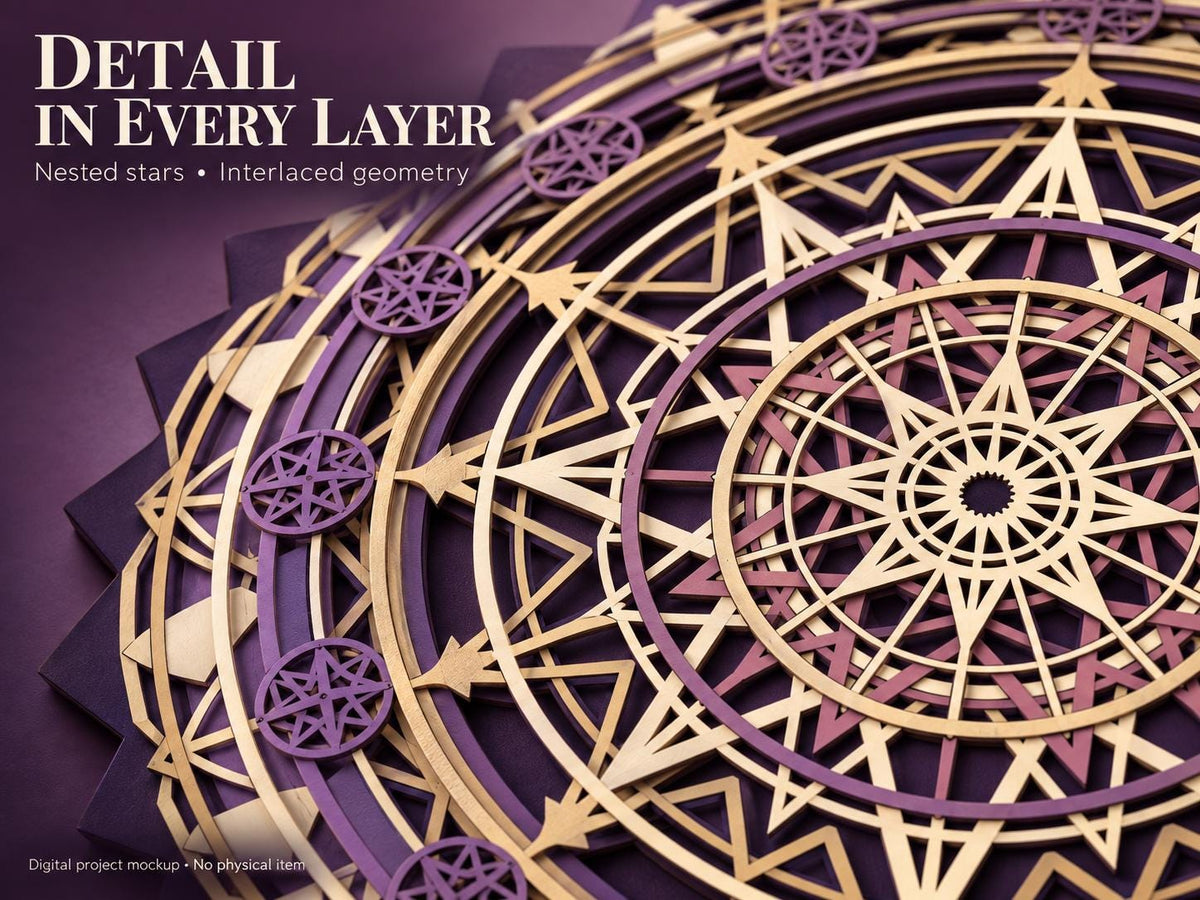 Celestial Compass Mandala SVG, 10-Layer Digital Laser Cut Files — image 3