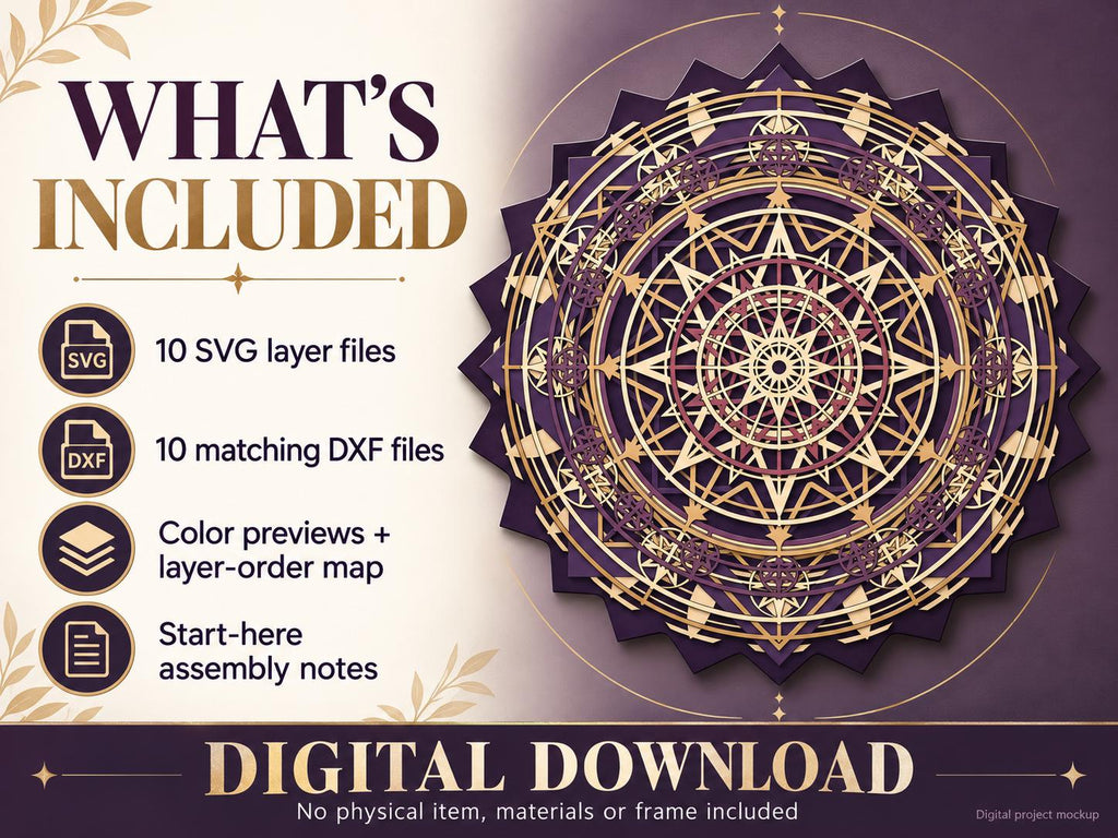 Celestial Compass Mandala SVG, 10-Layer Digital Laser Cut Files — image 14