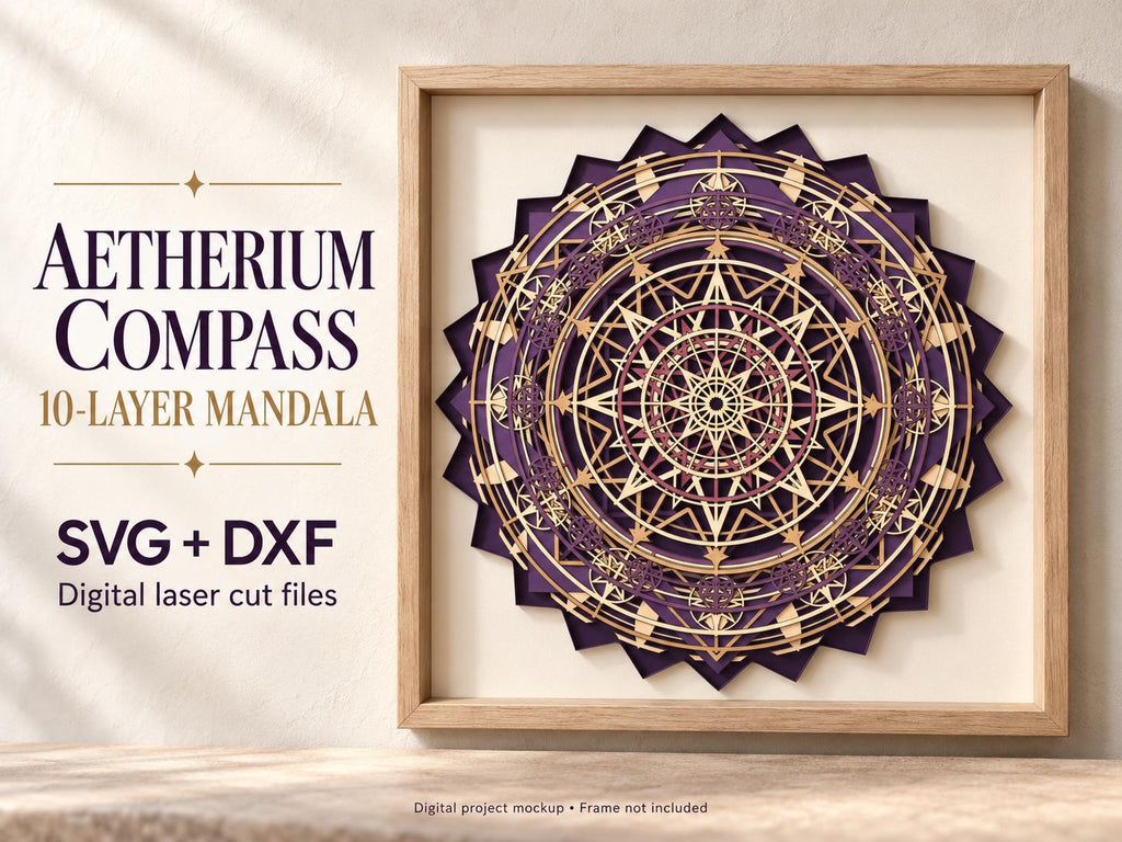 Celestial Compass Mandala SVG, 10-Layer Digital Laser Cut Files — image 15