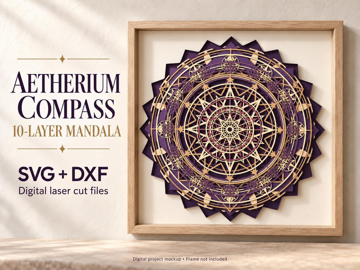 Celestial Compass Mandala SVG, 10-Layer Digital Laser Cut Files — image 15