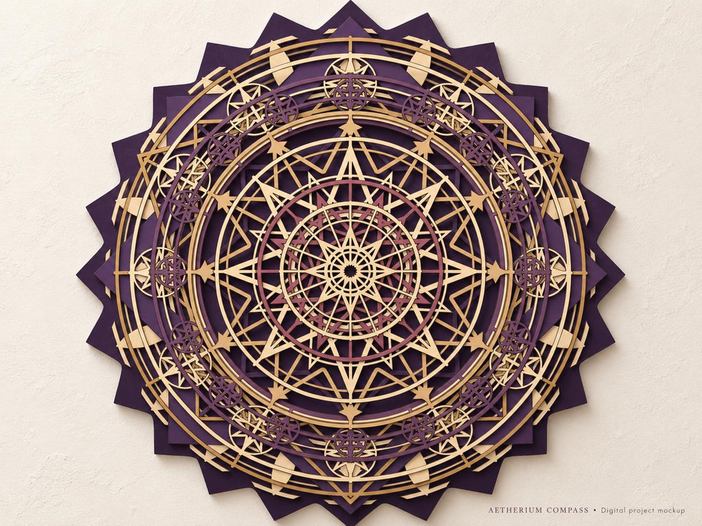 Celestial Compass Mandala SVG, 10-Layer Digital Laser Cut Files — image 16