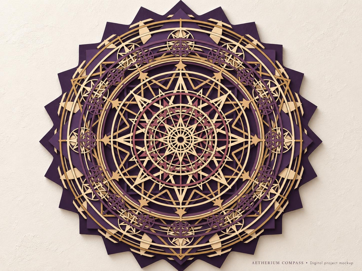 Celestial Compass Mandala SVG, 10-Layer Digital Laser Cut Files — image 16