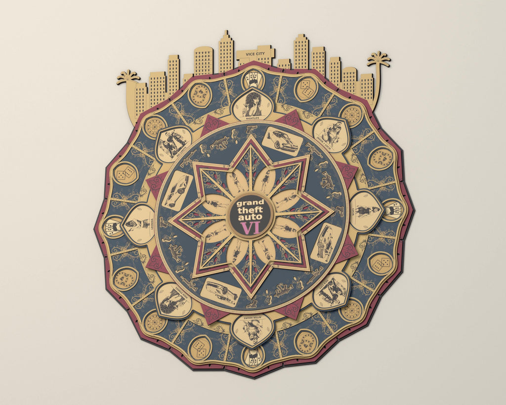 Vice City Mandala Laser Cut Files, 16-Layer SVG and DXF Digital Download — image 7