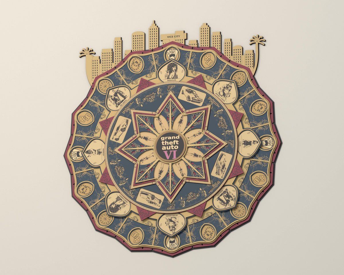 Vice City Mandala Laser Cut Files, 16-Layer SVG and DXF Digital Download — image 7
