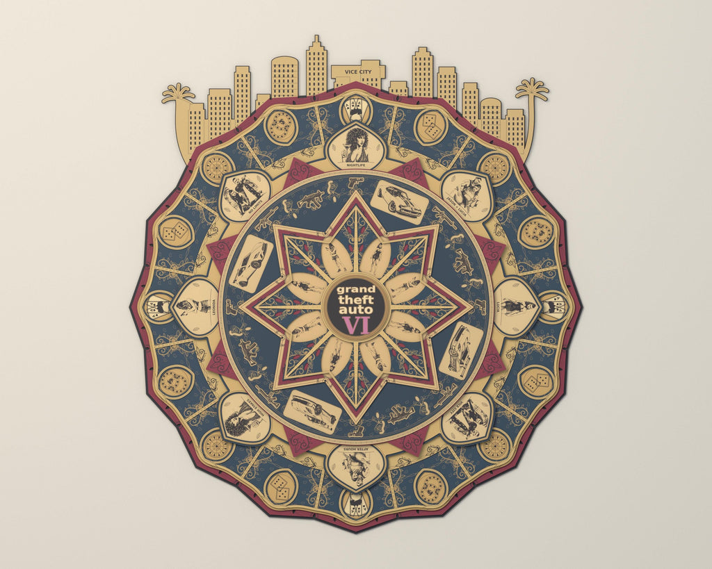 Vice City Mandala Laser Cut Files, 16-Layer SVG and DXF Digital Download — image 8