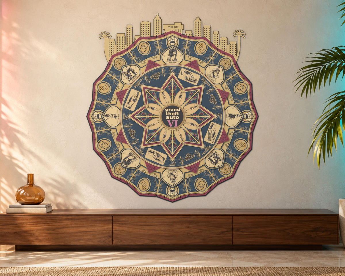 Vice City Mandala Laser Cut Files, 16-Layer SVG and DXF Digital Download — image 9