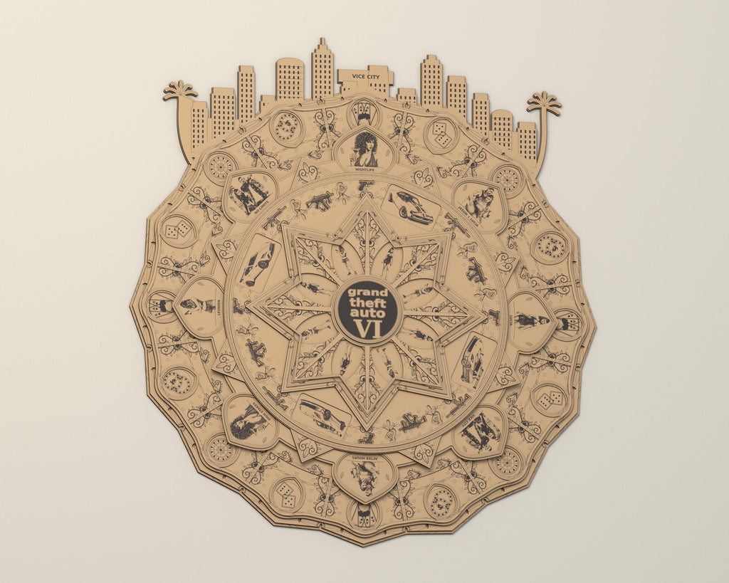 Vice City Mandala Laser Cut Files, 16-Layer SVG and DXF Digital Download — image 10