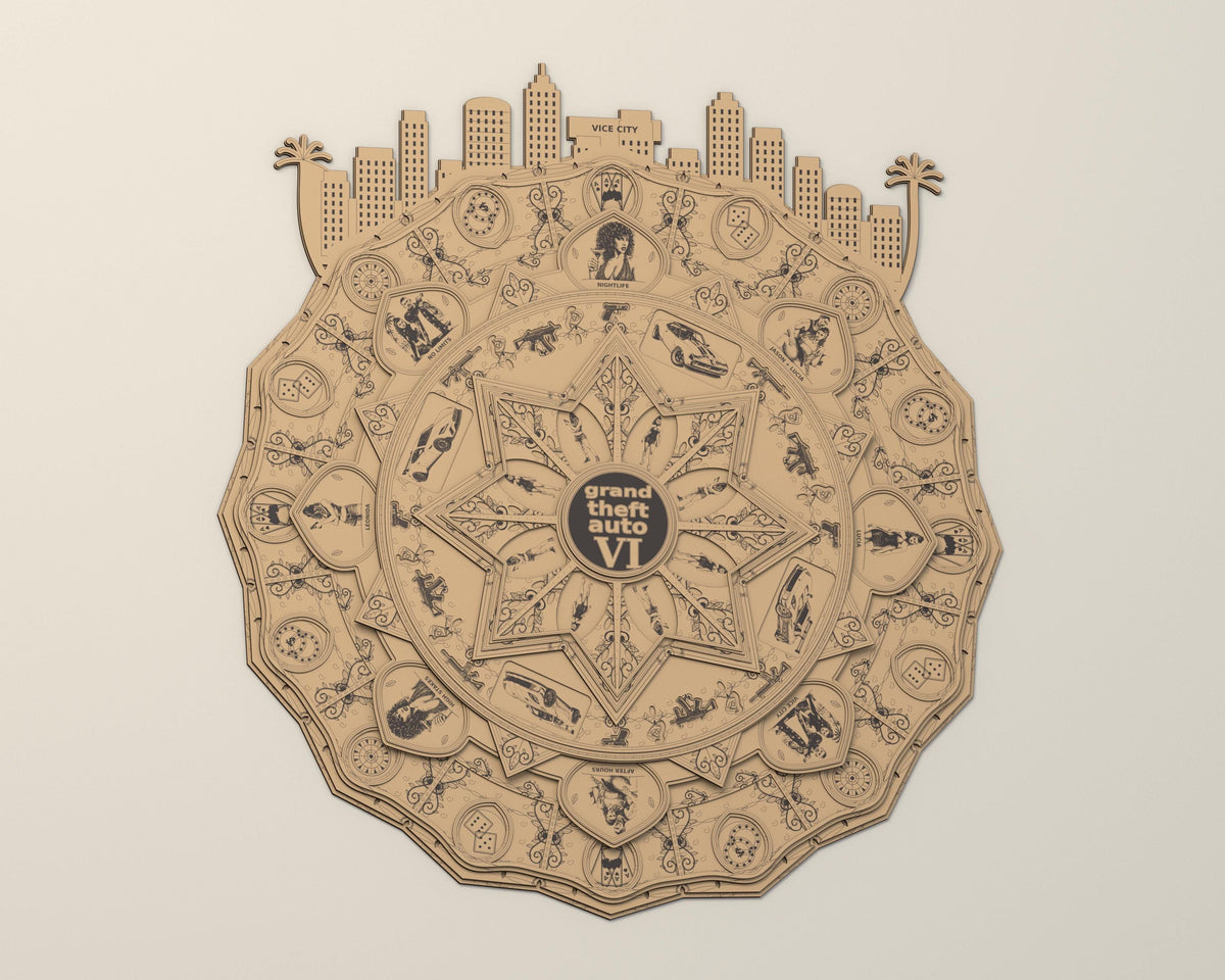 Vice City Mandala Laser Cut Files, 16-Layer SVG and DXF Digital Download — image 10