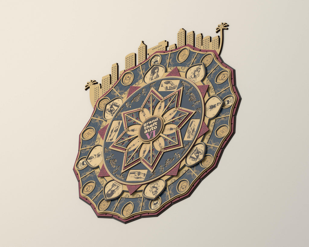 Vice City Mandala Laser Cut Files, 16-Layer SVG and DXF Digital Download — image 11
