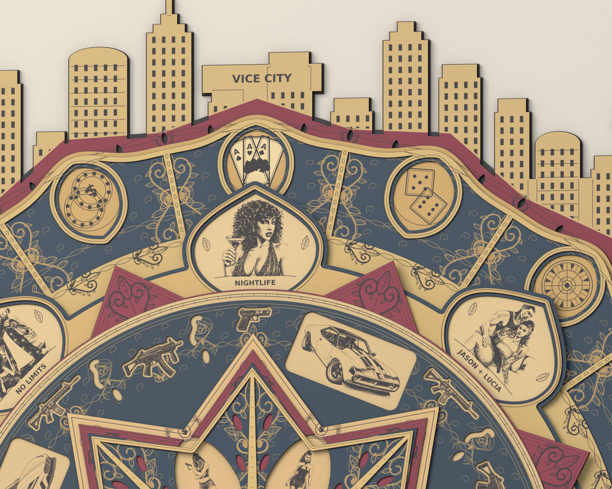 Vice City Mandala Laser Cut Files, 16-Layer SVG and DXF Digital Download — image 14