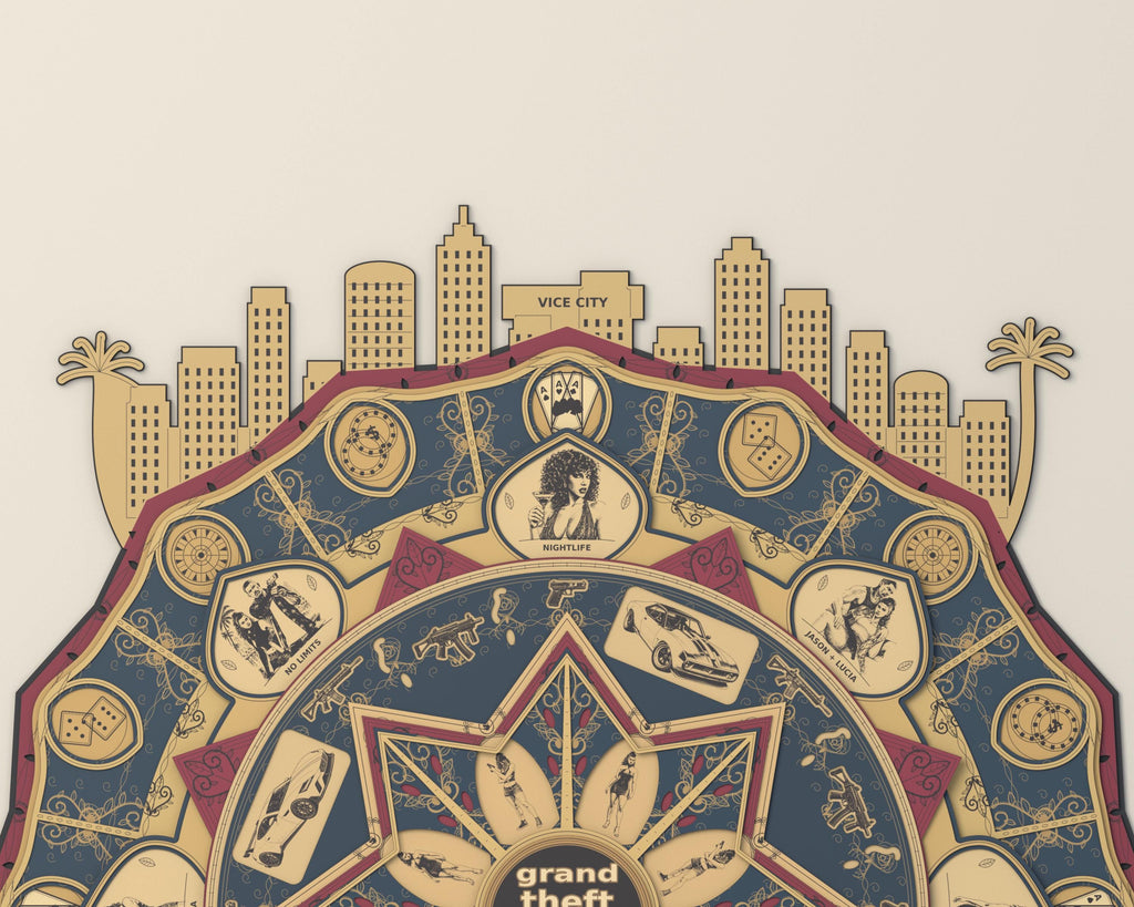 Vice City Mandala Laser Cut Files, 16-Layer SVG and DXF Digital Download — image 15
