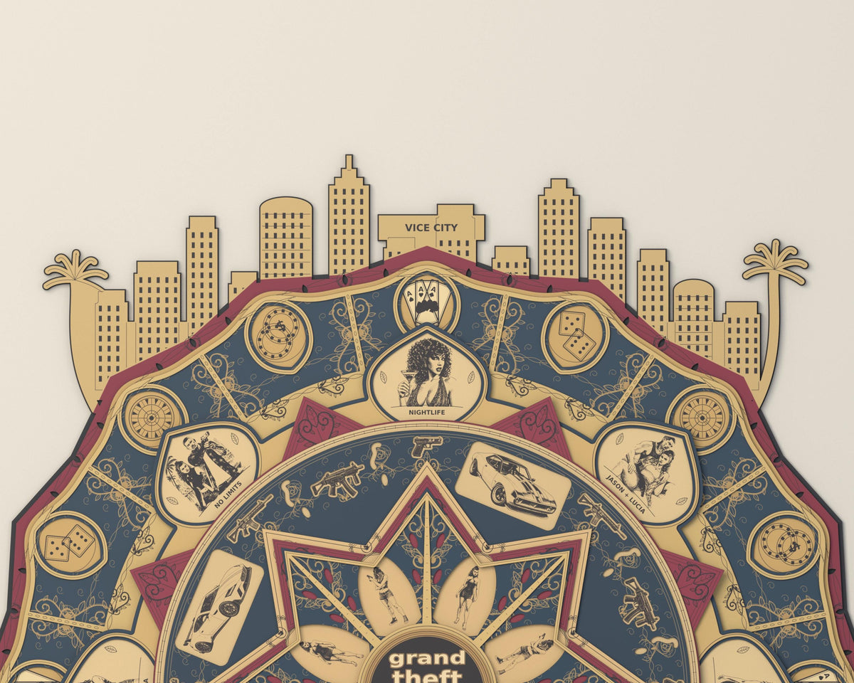 Vice City Mandala Laser Cut Files, 16-Layer SVG and DXF Digital Download — image 15