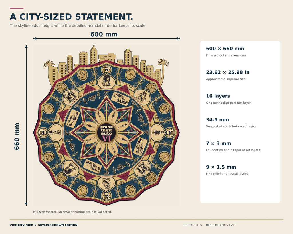 Vice City Mandala Laser Cut Files, 16-Layer SVG and DXF Digital Download — image 17