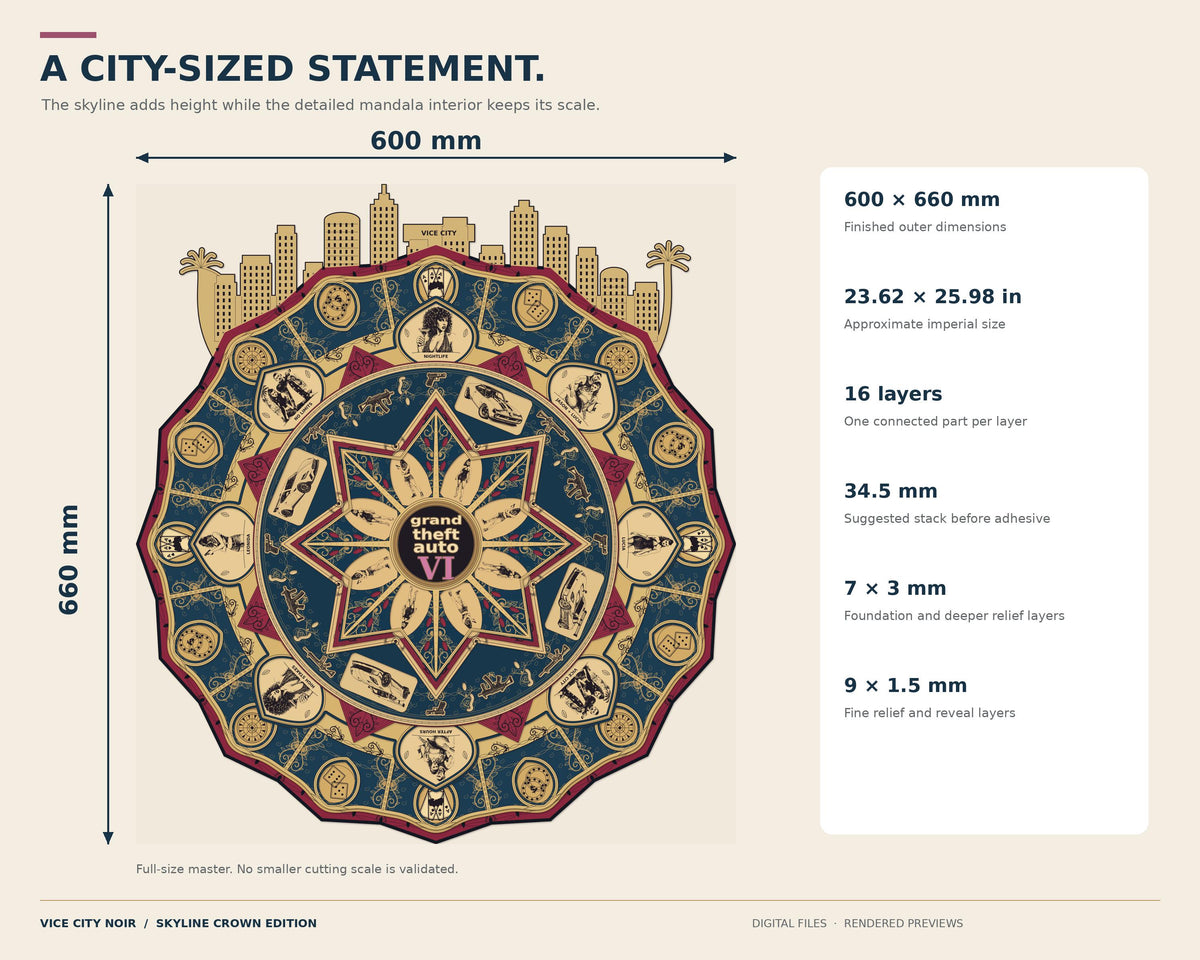 Vice City Mandala Laser Cut Files, 16-Layer SVG and DXF Digital Download — image 17
