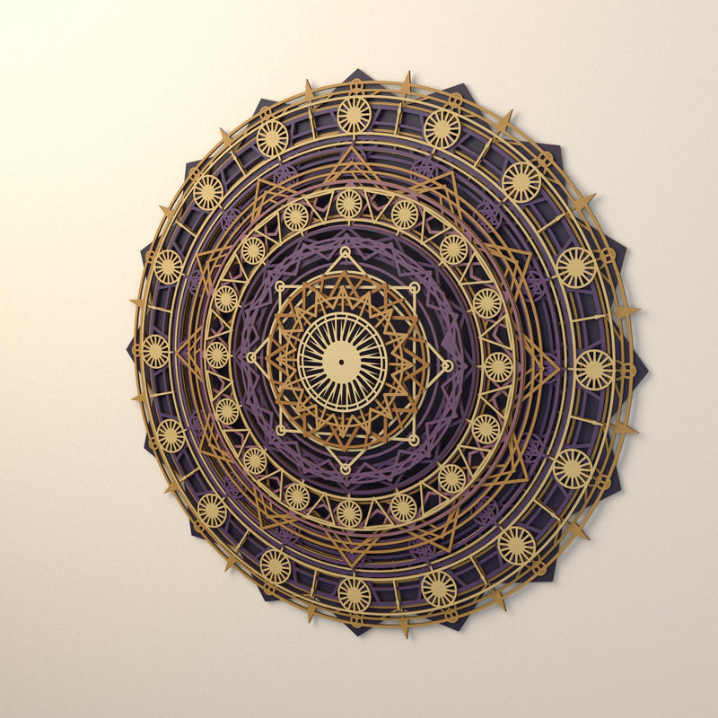 Solaris Bloom Mandala — 14-Layer SVG & DXF