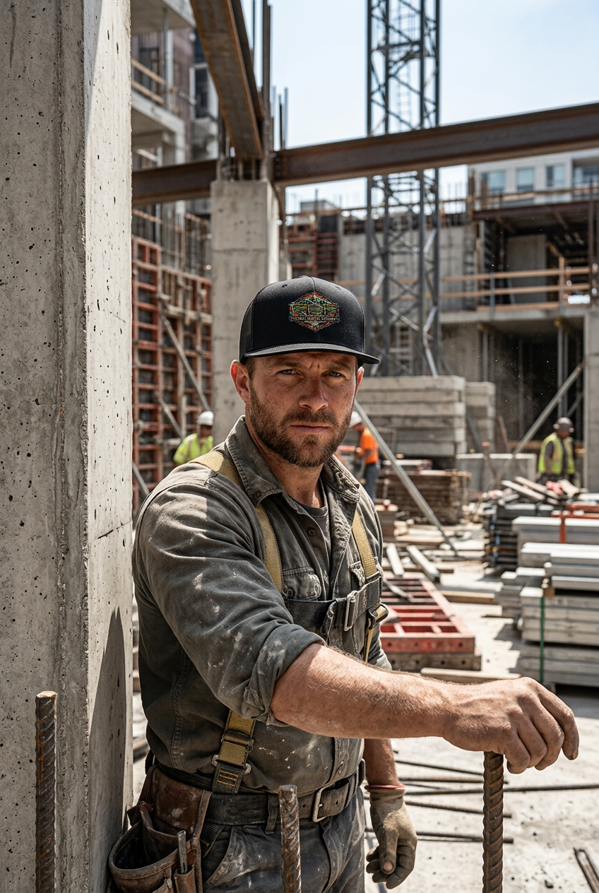 Green Camo Flat Bill - Job Site Scene