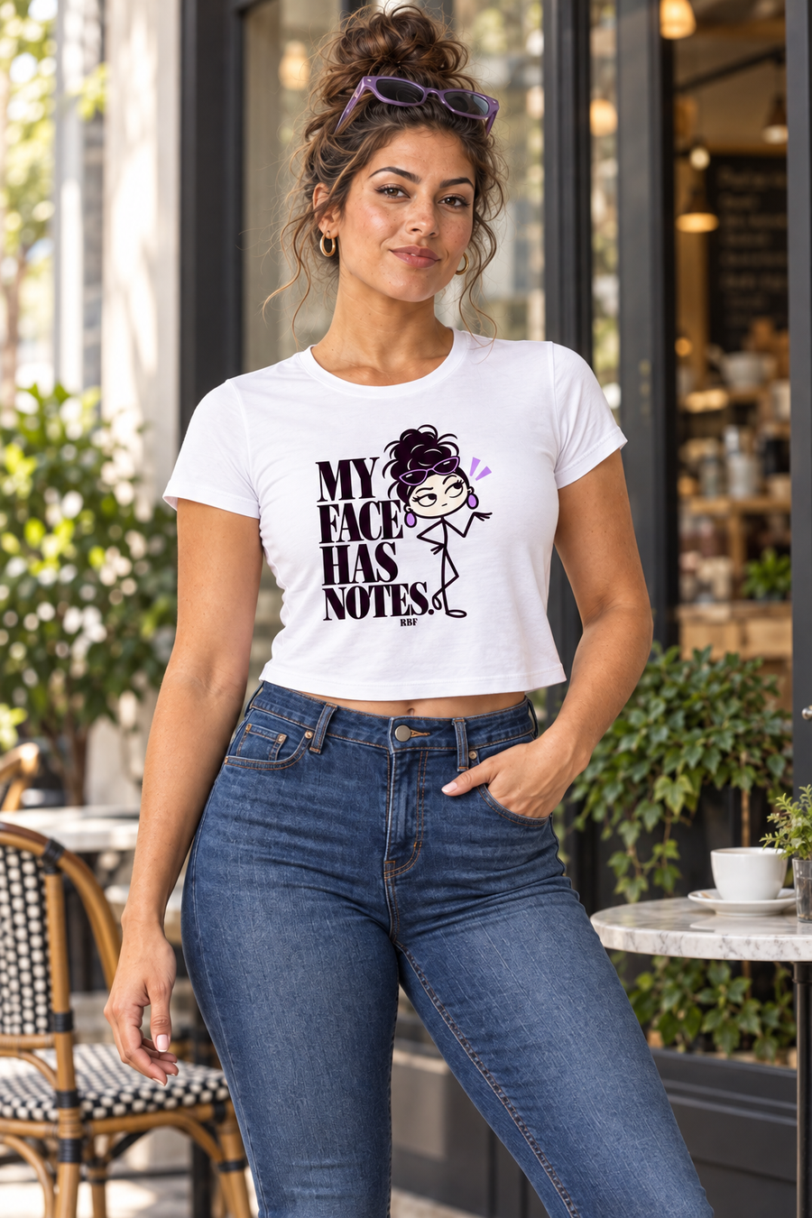 My Face Has Notes Women's Flowy Cropped Tee