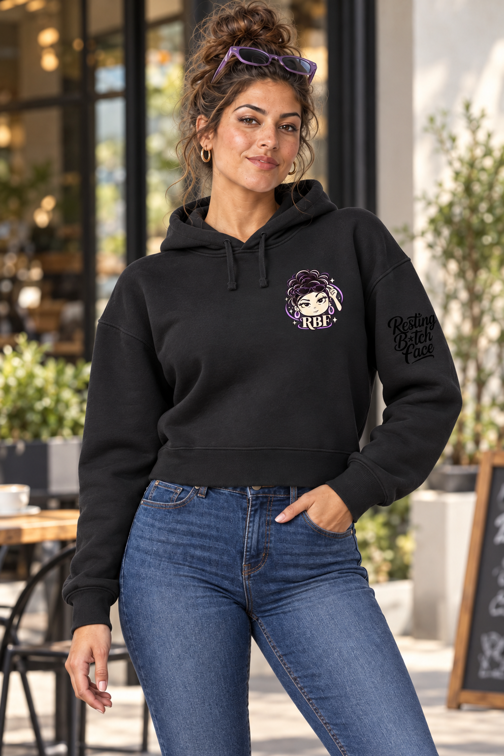Lifestyle mockup: Chans Hoodie, modeled view 1.