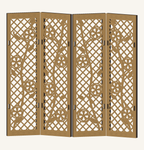 CAD preview of the four-panel Sakura and Lattice miniature folding screen with cherry branches and blossoms.